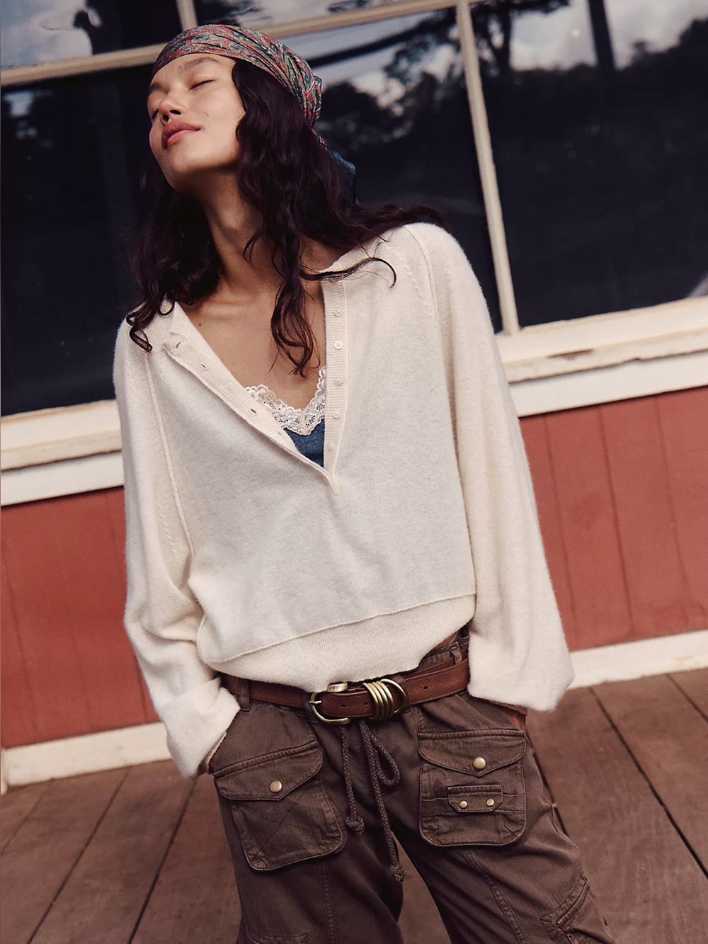 Free People Porta Cashmere Henley Sweater - Picture 6 of 9
